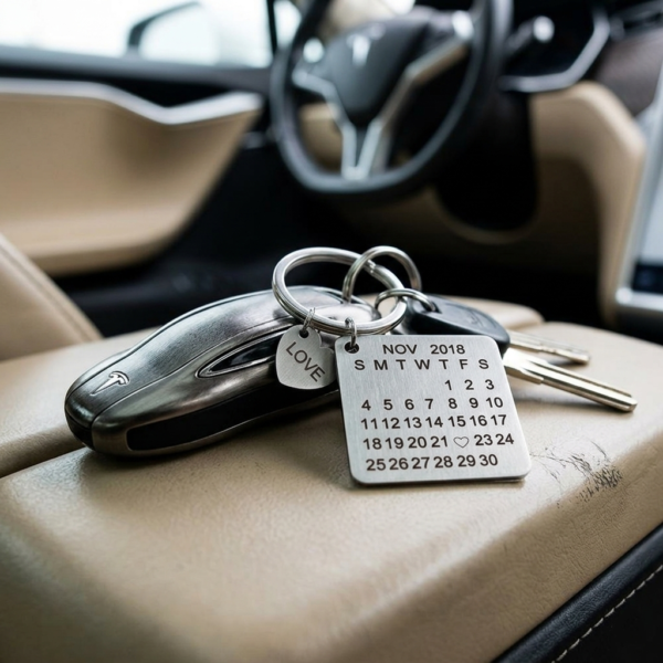 Anniversary Date Keychain for Couples