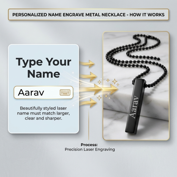Black Finish Engraved Necklace