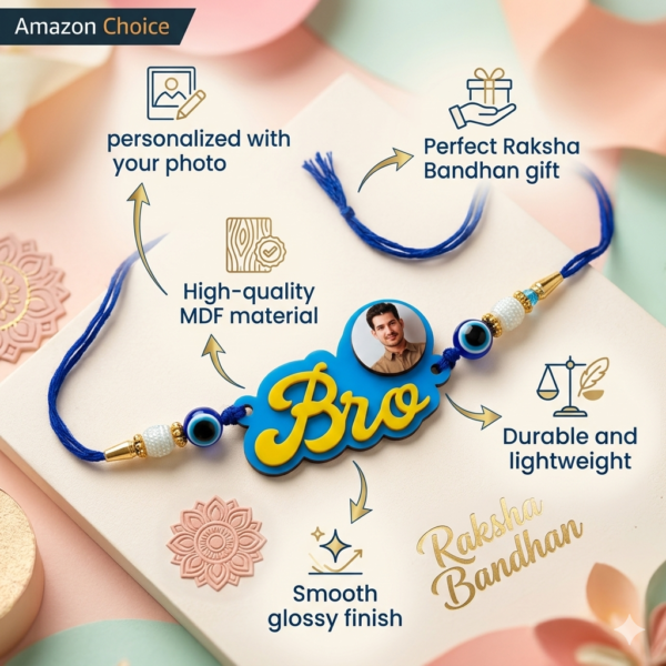 Bro Design Rakhi With Photo Online