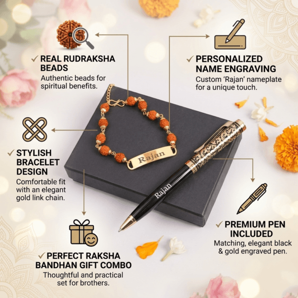 Custom Bracelet Rakhi With Name And Pen Gift Custom Bracelet Rakhi With Name And Pen Gift