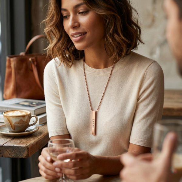 Custom Engraved Name Pendant Rose Gold Finish