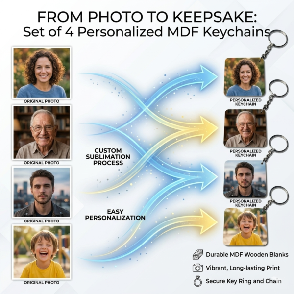 Custom MDF Wooden Photo Keychain Gift