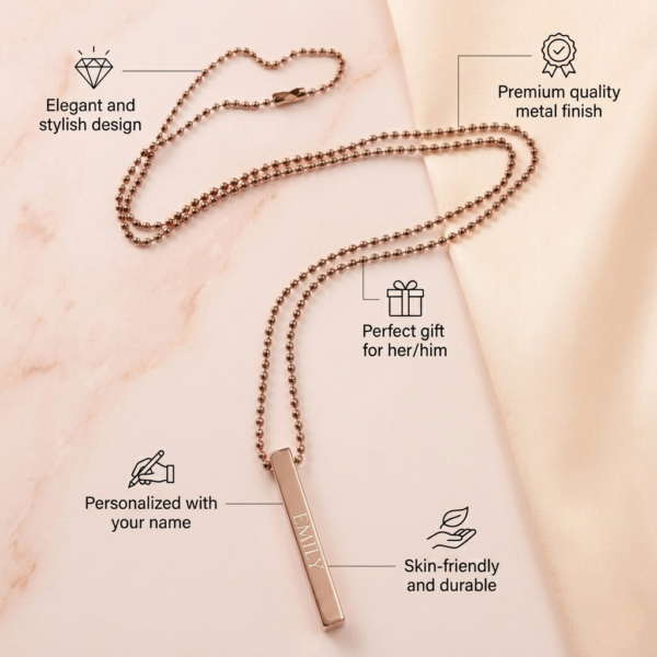 Custom Name Pendant Rose Gold Finish