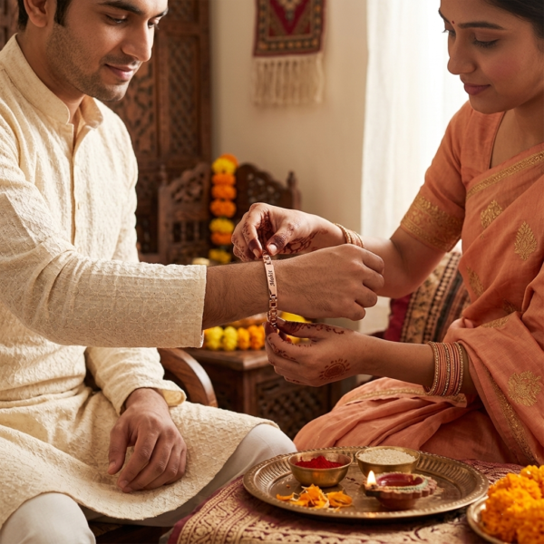 Modern Rakhi Gift With Name Bracelet