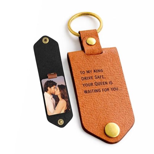 Personalised Leather Keychain With Name And Photo
