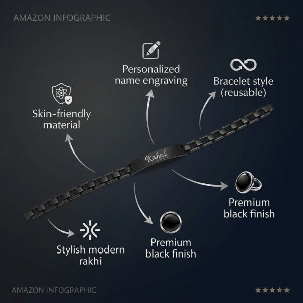 Personalized Bracelet Rakhi Black Colour For Brother