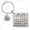 Personalized Date Keychain With Name And Calendar