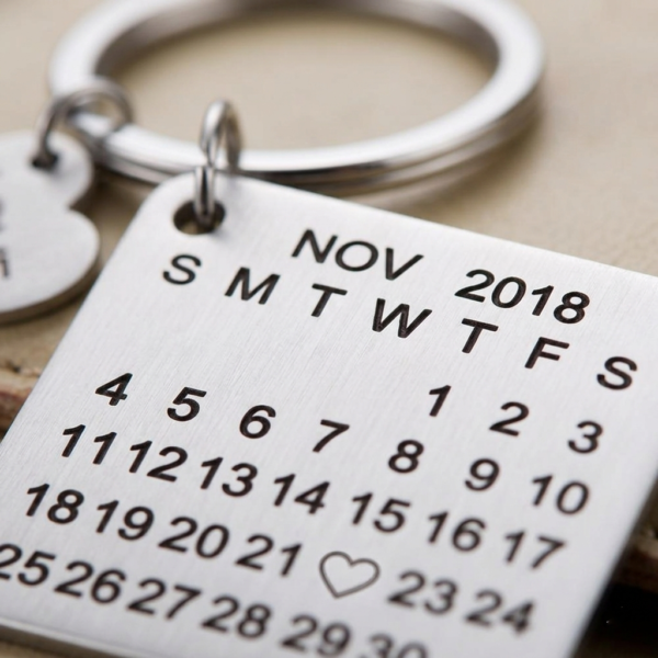 Personalized Date Keychain with Name