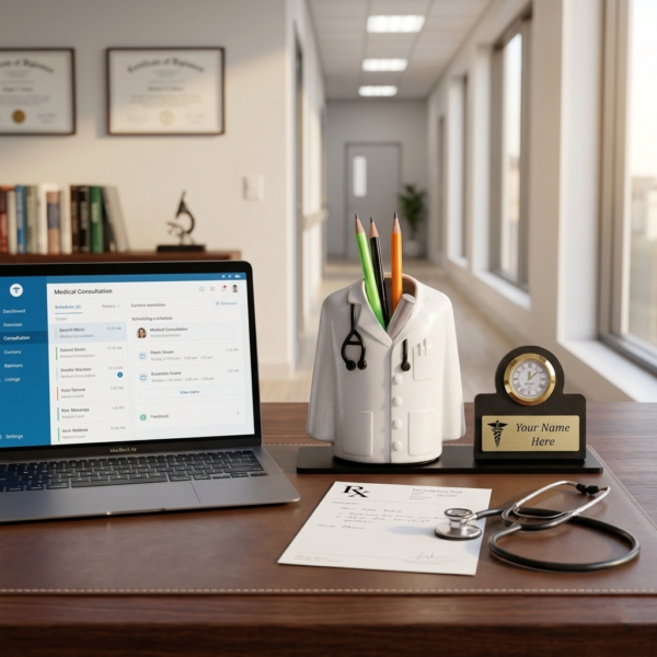 Personalized Doctor Desk Organizer With Name Engraving