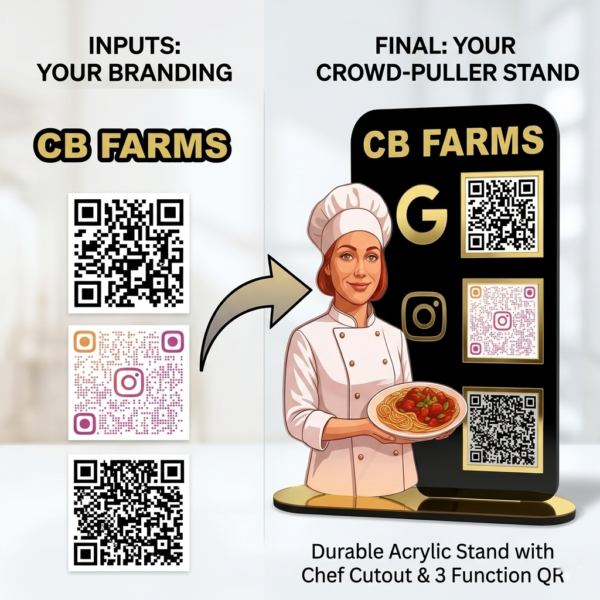 Restaurant Table QR Code Scanner Standee With 3 Codes
