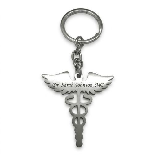 Stainless Steel Doctor Keychain With Custom Text Stainless Steel Doctor Keychain With Custom Text