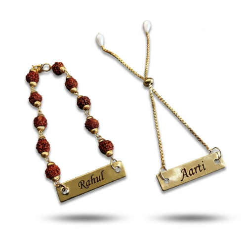 Custom Engraved Rakhi Pair For Family Celebration Custom Engraved Rakhi Pair For Family Celebration