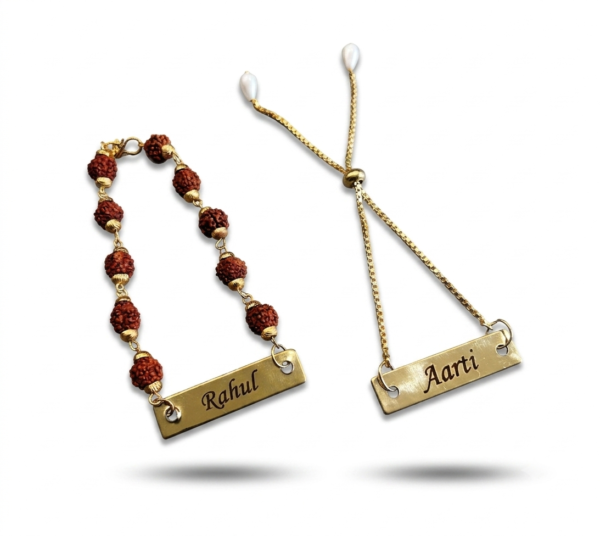 Custom Engraved Rakhi Pair For Family Celebration Custom Engraved Rakhi Pair For Family Celebration