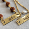 Custom Name Rudraksh And Lumba Rakhi Pair Custom Name Rudraksh And Lumba Rakhi Pair