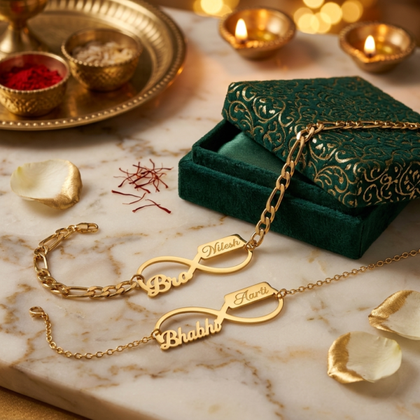 Name Rakhi Set for Bhaiya and Bhabhi Name Rakhi Set for Bhaiya and Bhabhi