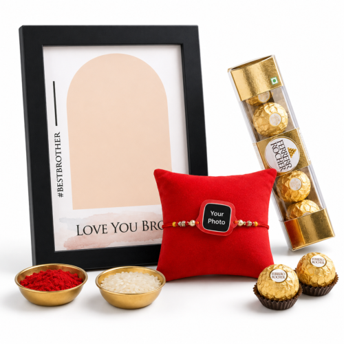 Custom Photo Rakhi Gift Hamper For Brother Celebration