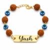 Customized Evil Eye Rudraksha Bracelet Rakhi With Name Customized Evil Eye Rudraksha Bracelet Rakhi With Name