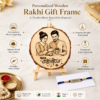 Customized Wooden Rakhi Gift Frame With Photo And Name Customized Wooden Rakhi Gift Frame With Photo And Name