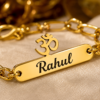 Golden Chain Style Rakhi With Custom Name Plate