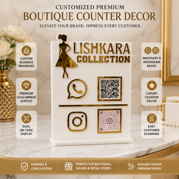 Personalized Gold Acrylic QR Code Stand For Boutique Personalized Gold Acrylic QR Code Stand For Boutique