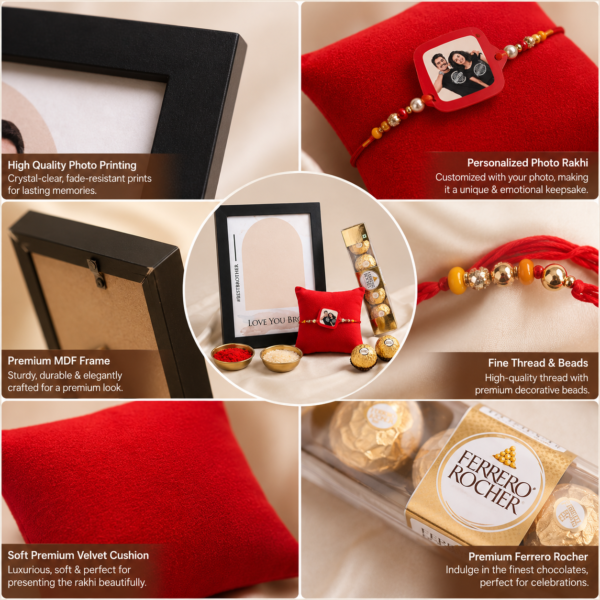 Personalized Raksha Bandhan Gift Basket With Custom Photo Personalized Raksha Bandhan Gift Basket With Custom Photo