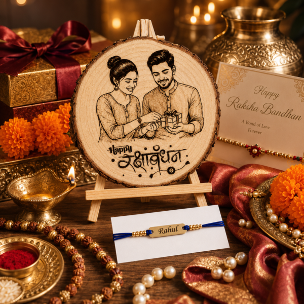 Personalized Wooden Rakhi Frame Personalized Wooden Rakhi Frame