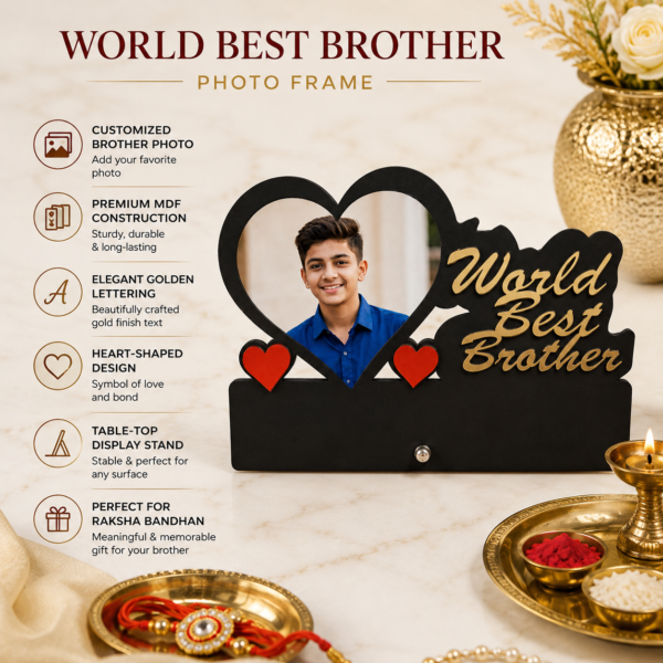 World Best Brother Personalized Photo Frame With Heart Slot World Best Brother Personalized Photo Frame With Heart Slot